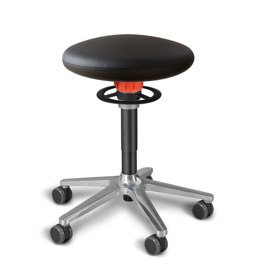KÖHL ONGO Roll | Kunstleder | Schwarz Alu | ergonomischer Sitzhocker | Arbeitshocker