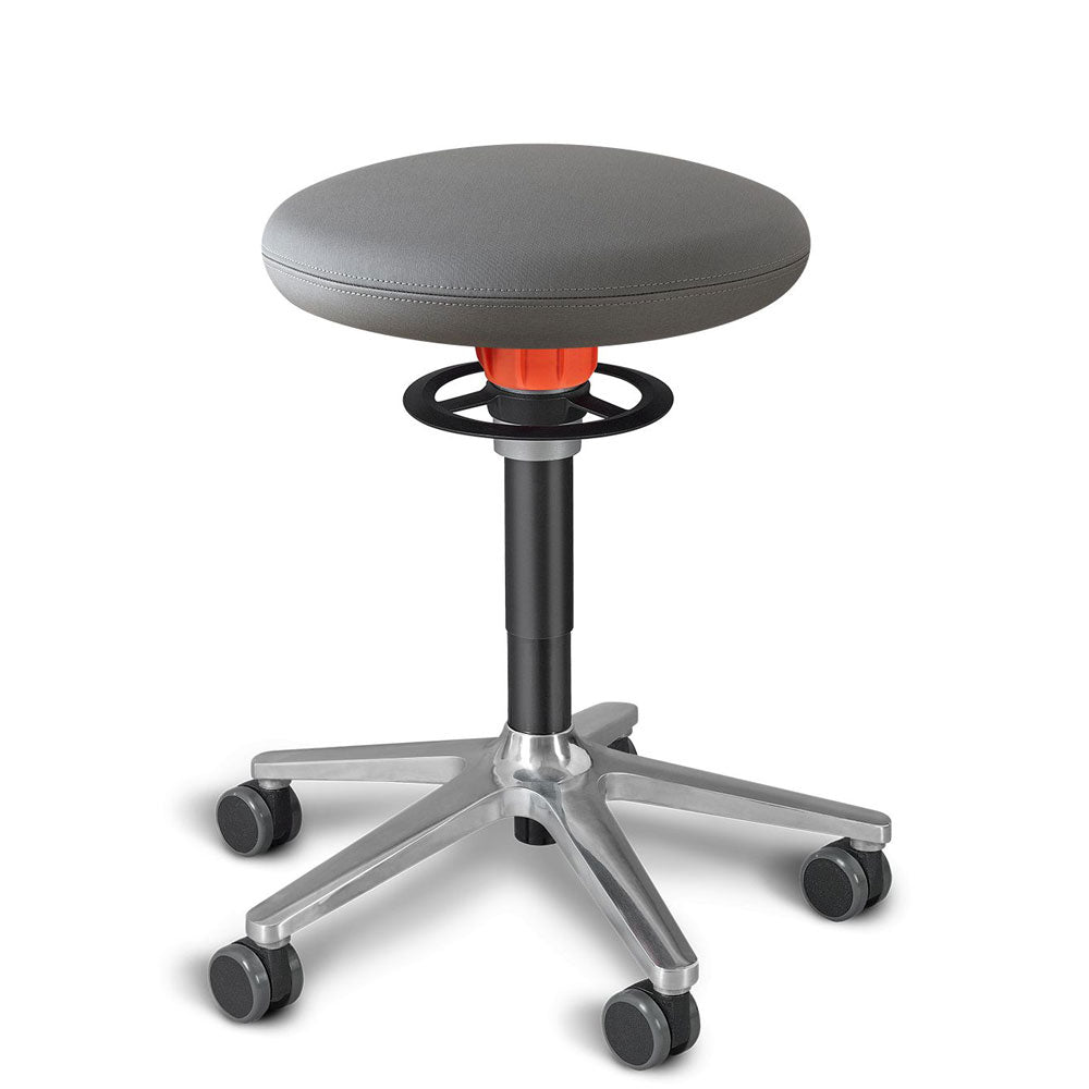 KÖHL ONGO Roll | Kunstleder | Schwarz Alu | ergonomischer Sitzhocker | Arbeitshocker