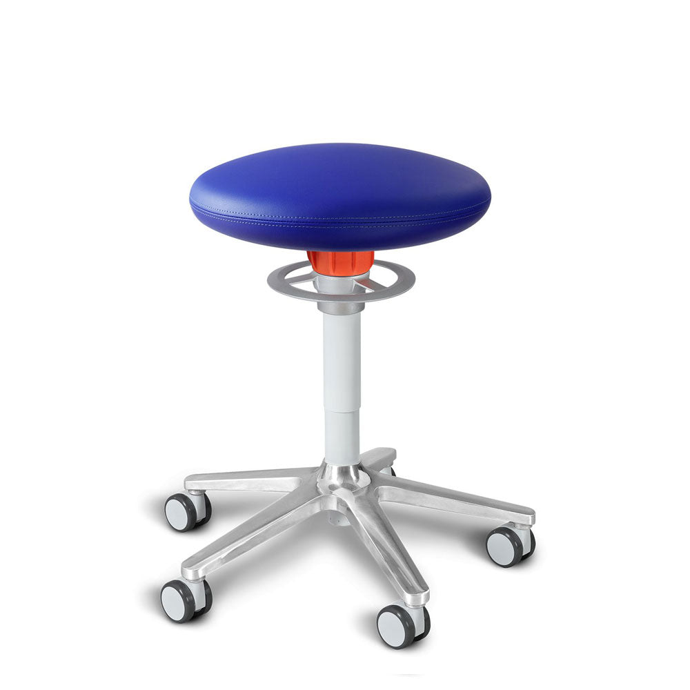 KÖHL ONGO Roll | Kunstleder | Weiß Alu | ergonomischer Sitzhocker | Arbeitshocker