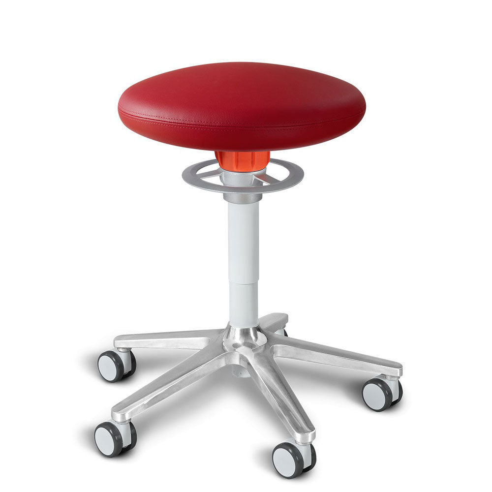 KÖHL ONGO Roll | Kunstleder | Weiß Alu | ergonomischer Sitzhocker | Arbeitshocker
