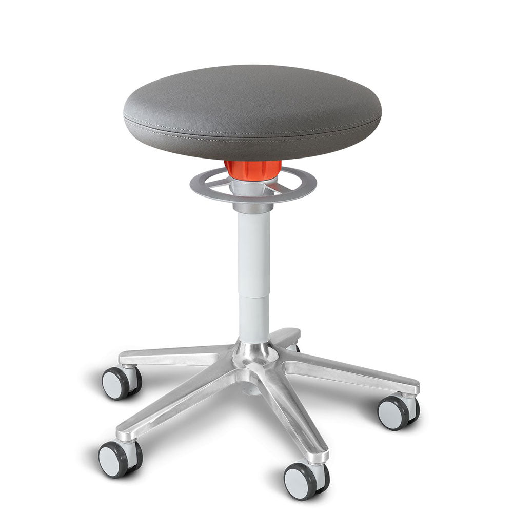 KÖHL ONGO Roll | Kunstleder | Weiß Alu | ergonomischer Sitzhocker | Arbeitshocker