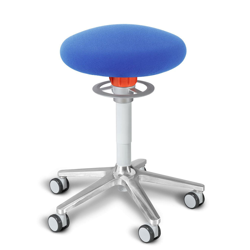 KÖHL ONGO Roll | Stoff | Weiss Alu | ergonomischer Sitzhocker | Arbeitshocker