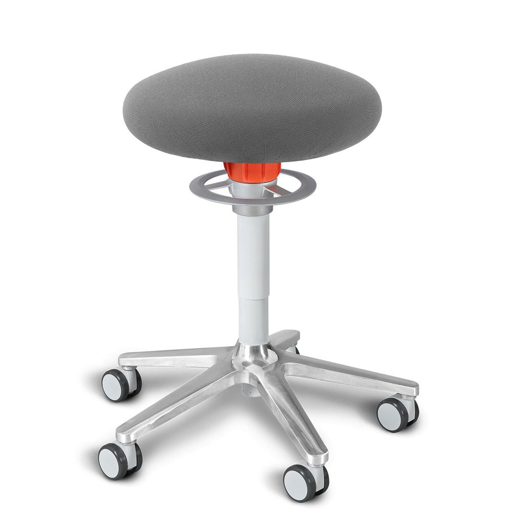 KÖHL ONGO Roll | Stoff | Weiss Alu | ergonomischer Sitzhocker | Arbeitshocker