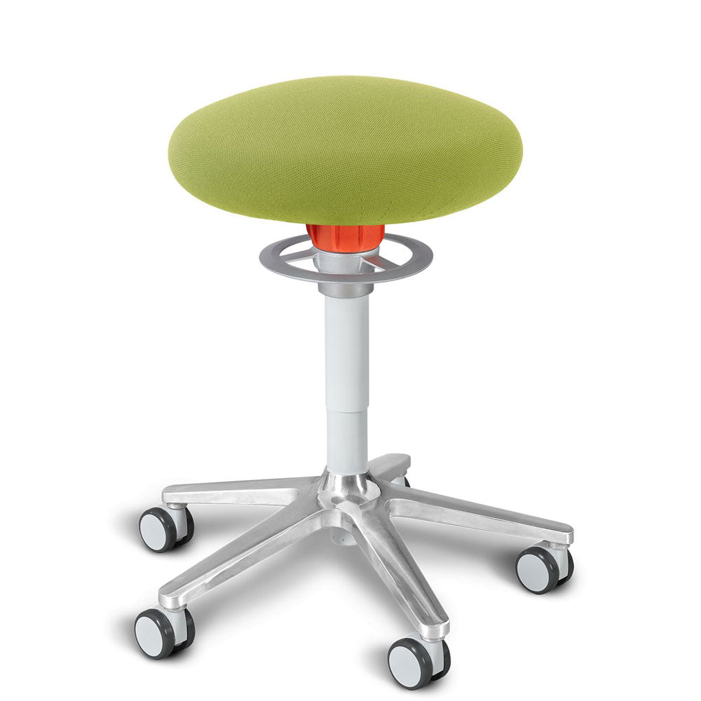 KÖHL ONGO Roll | Stoff | Weiss Alu | ergonomischer Sitzhocker | Arbeitshocker