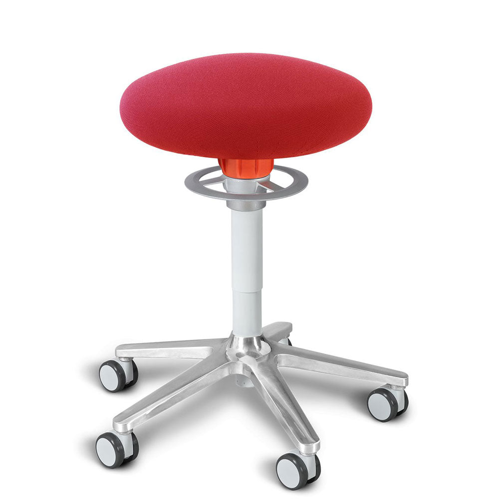 KÖHL ONGO Roll | Stoff | Weiss Alu | ergonomischer Sitzhocker | Arbeitshocker