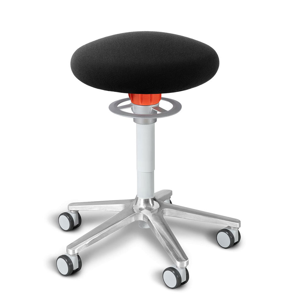 KÖHL ONGO Roll | Stoff | Weiss Alu | ergonomischer Sitzhocker | Arbeitshocker