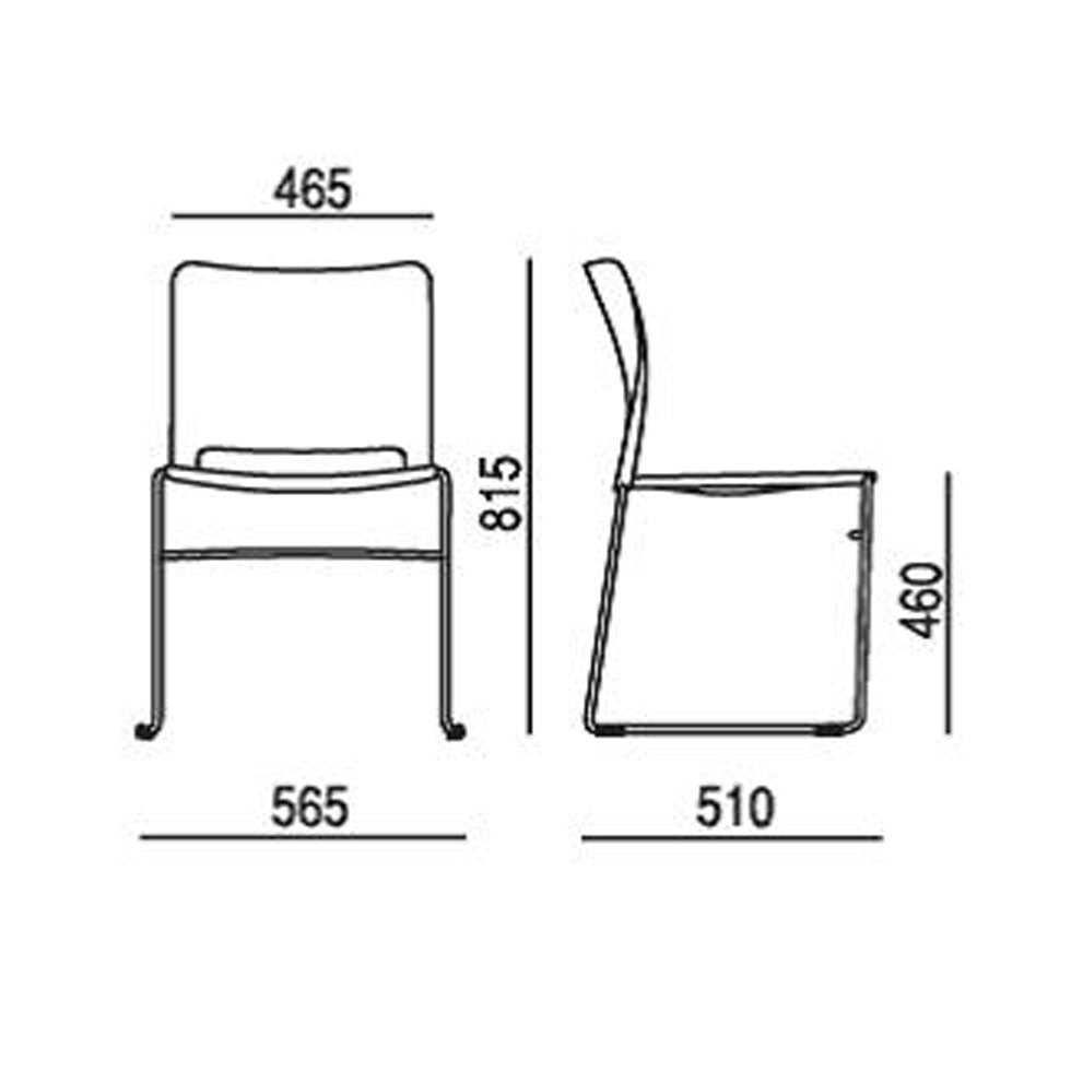 Light Gray Besucherstuhl PLUS 3 - Kufenstuhl - Kunststoffstuhl - Hygiene & Komfort - Auf Rechnung kaufen - auch für alle Hygienebereiche geeignet! Stuhl-Masse.jpg Büromöbel Plus