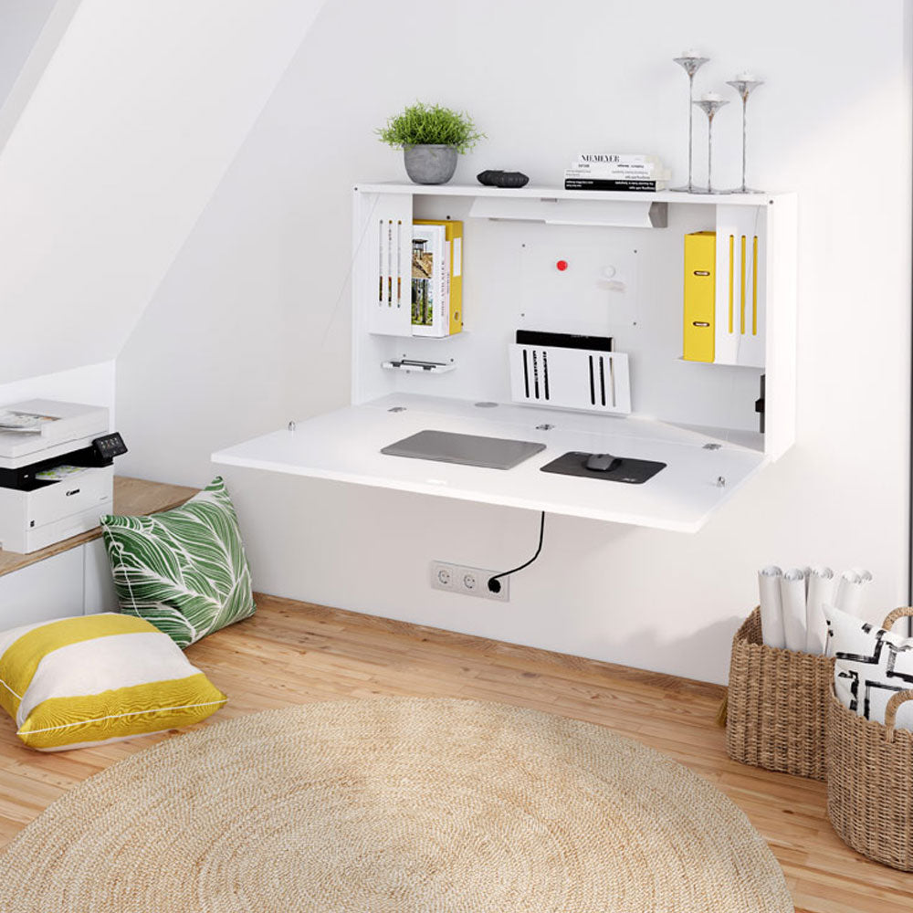 Hammerbacher Wandschreibtisch Weiß klappbar Homeoffice Schreibtisch - B120 x T26 x H65 cm