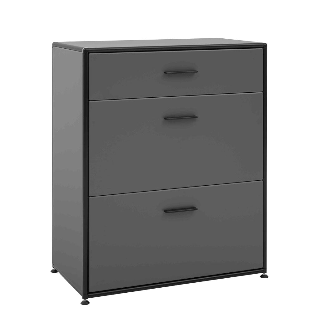 BOSSE SOLUTIONS Highboard | Basaltgrau | 3 Schubladen | Black Edition | Jetzt auf Rechnung kaufen - Büromöbel Plus