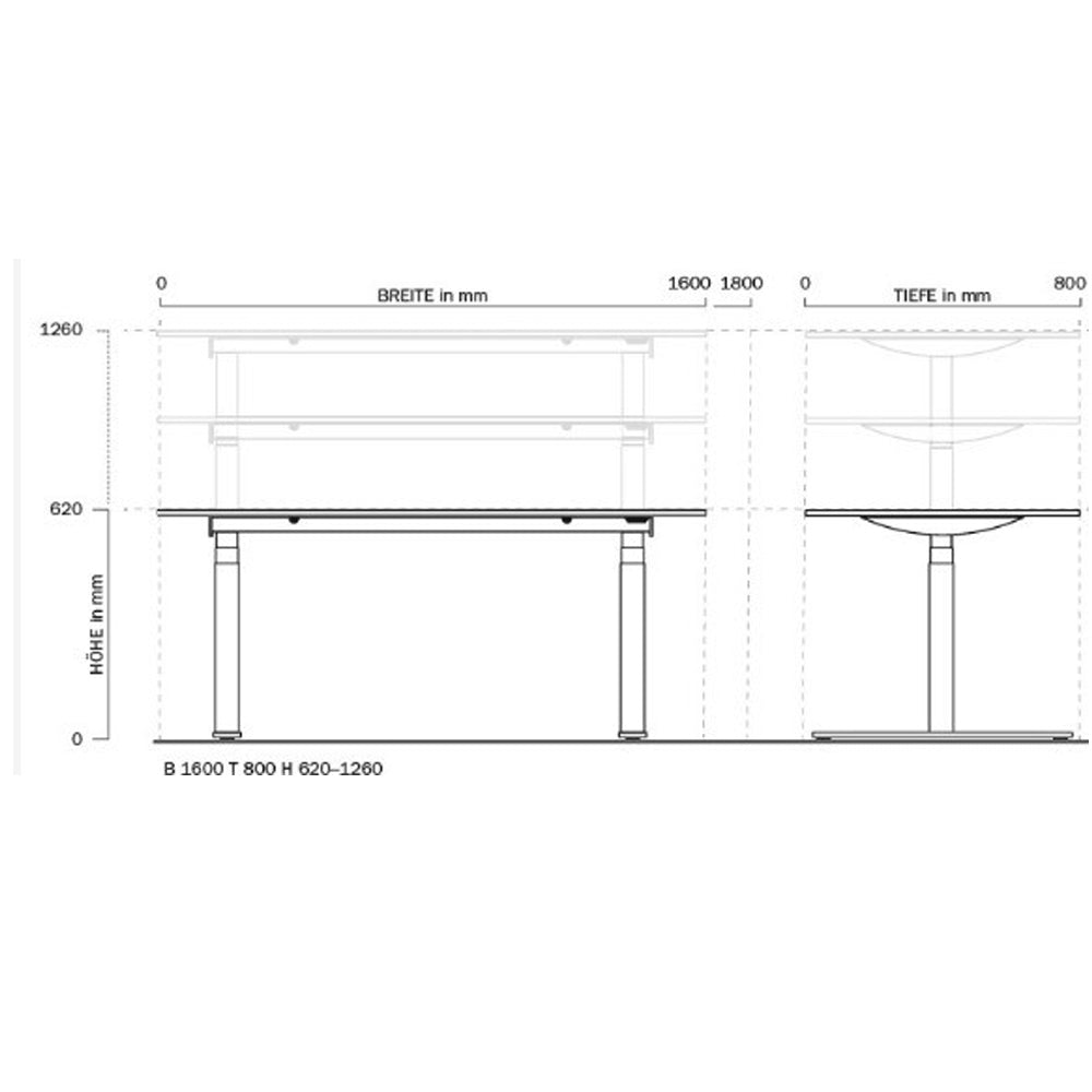 BOSSE SOLUTIONS M3 - Desk | Schreibtisch höhenverstellbar | Weiß Chrom | 160x80cm | Jetzt auf Rechnung kaufen - Büromöbel Plus