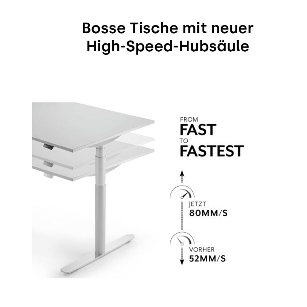 BOSSE SOLUTIONS M3 - Desk | Schreibtisch höhenverstellbar | Weiß Chrom | 160x80cm | Jetzt auf Rechnung kaufen - Büromöbel Plus