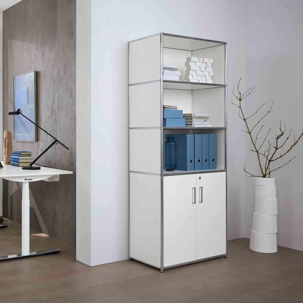Bosse Solutions Schrank Regal Weiß | Flügeltüren | Abschließbar | Tiefpreis Garantie