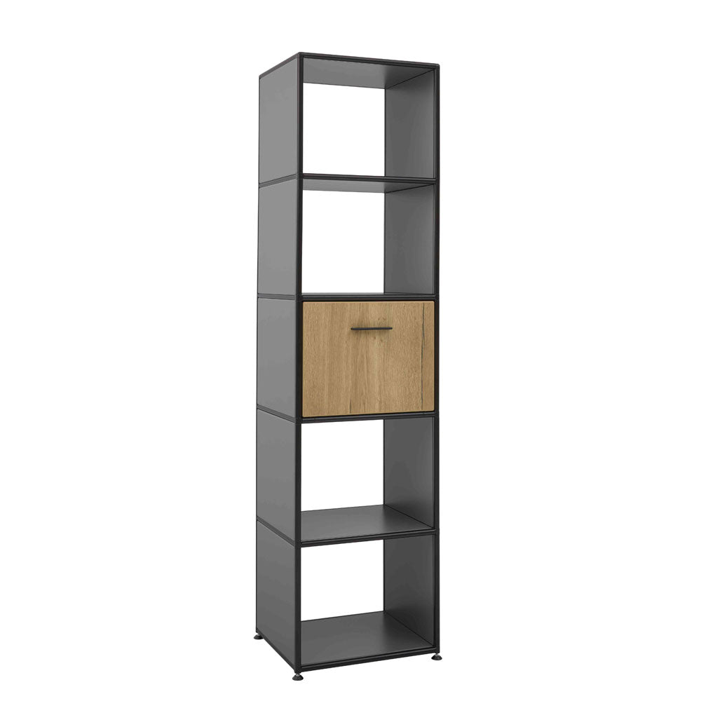 BOSSE SOLUTIONS Schrank Regal | Basaltgrau | Eiche Halifax | Black Edition | Jetzt auf Rechnung kaufen - Büromöbel Plus