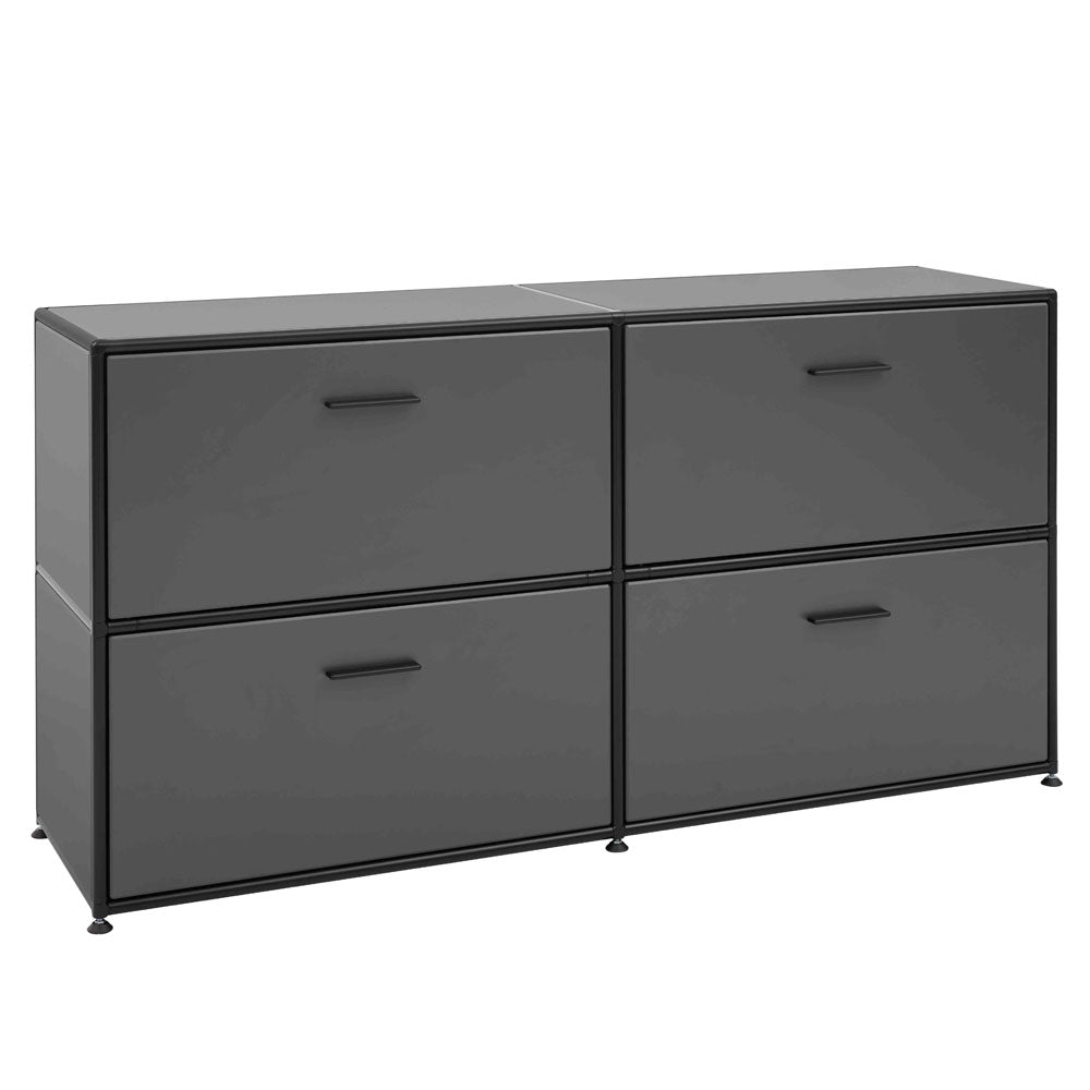 BOSSE SOLUTIONS Sideboard | Anthrazit | 2 Klappen und 2 Schubladen | Black Edition | Jetzt auf Rechnung kaufen - Büromöbel Plus