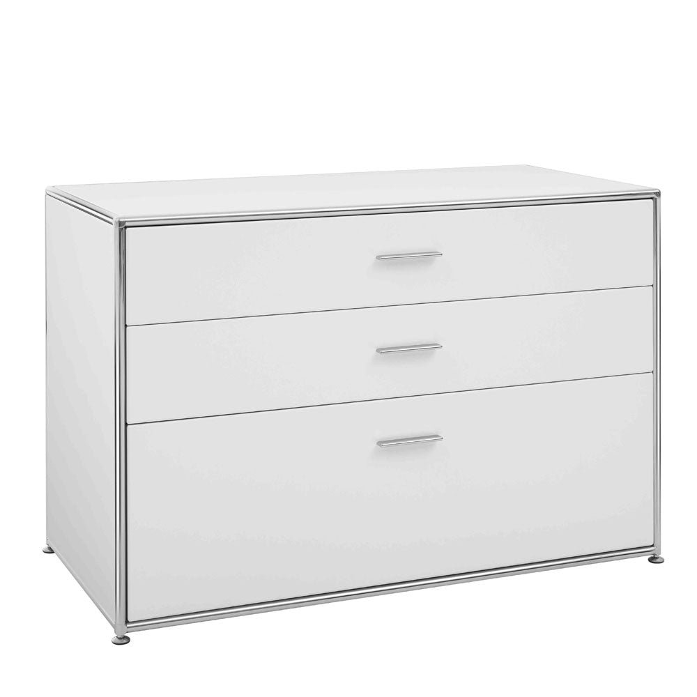 BOSSE SOLUTIONS Sideboard | Weiß Chrom | 3 Schubladen | Jetzt auf Rechnung kaufen - Büromöbel Plus