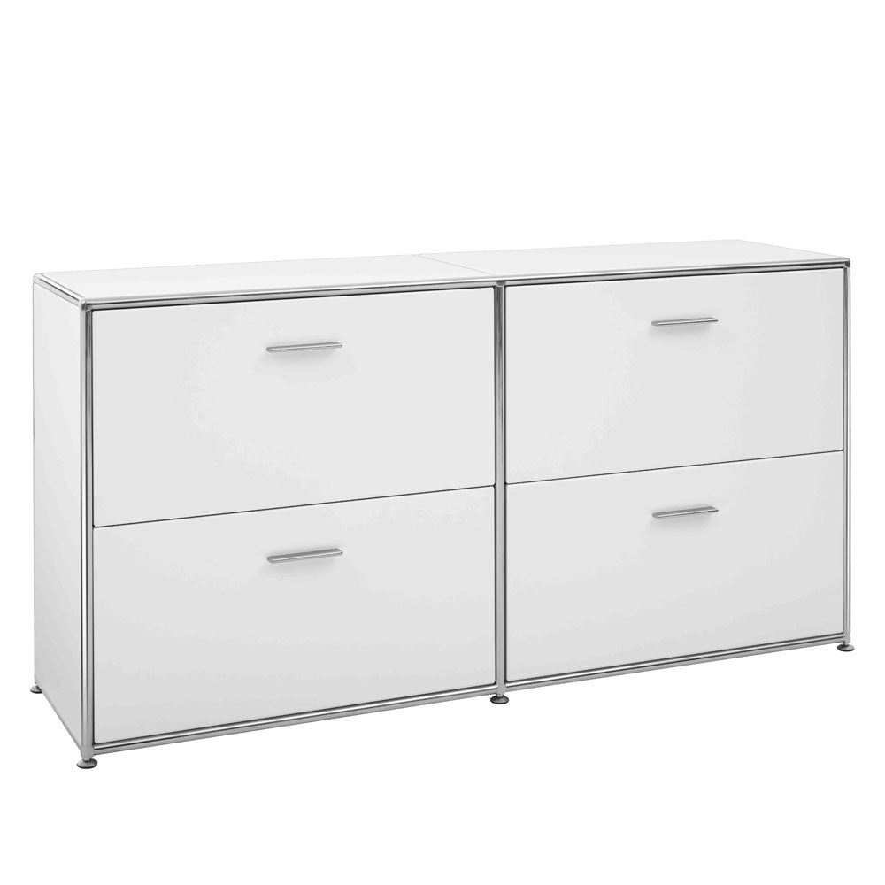 BOSSE SOLUTIONS Sideboard | Weiß Chrom | 4 Schubladen | Jetzt auf Rechnung kaufen - Büromöbel Plus