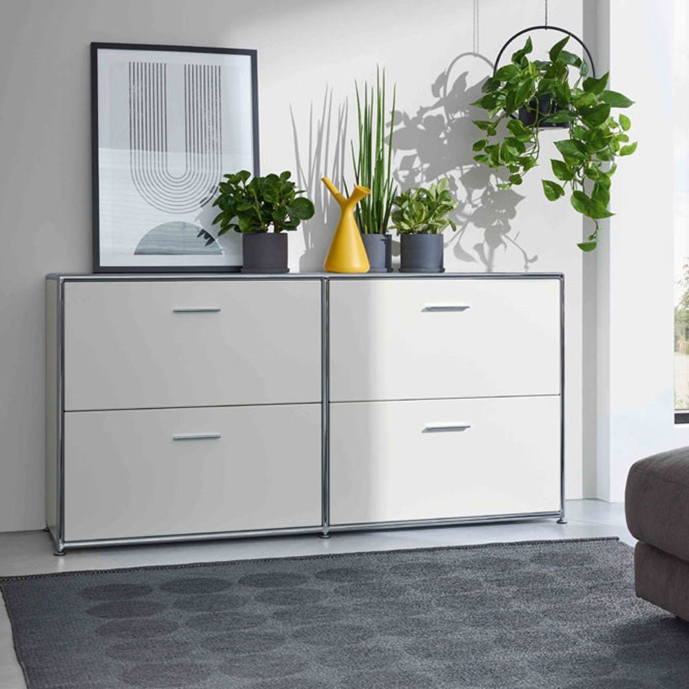 BOSSE SOLUTIONS Sideboard | Weiß Chrom | 4 Schubladen | Jetzt auf Rechnung kaufen - Büromöbel Plus