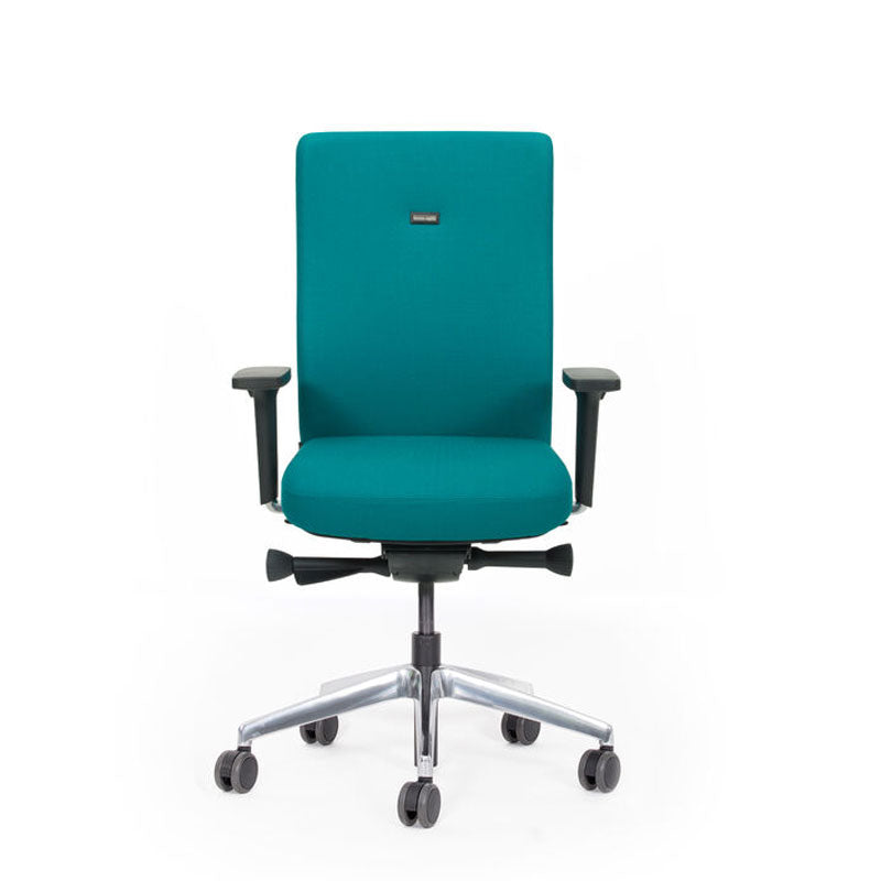büromöbel plus-stuhl-höhenverstellbarer Schreibtisch-lento-agilis-ergonomischer-buerostuhl-tuerkis-front-