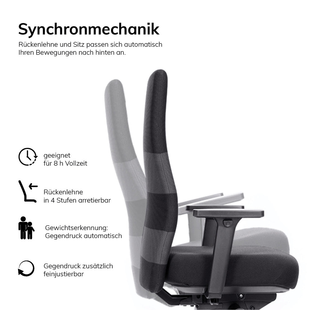 Ergonomischer Bürostuhl Agilis AG10 "DER RÜCKENRETTER" mit Farbstreifen - Konfigurierbar - Büromöbel Plus