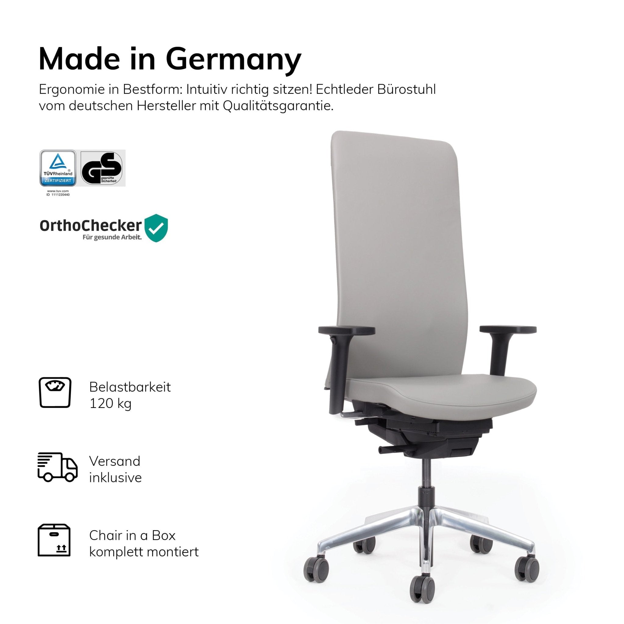 Ergonomischer Bürostuhl Bezug Leder lento Agilis Matrix MT13 - Büromöbel Plus