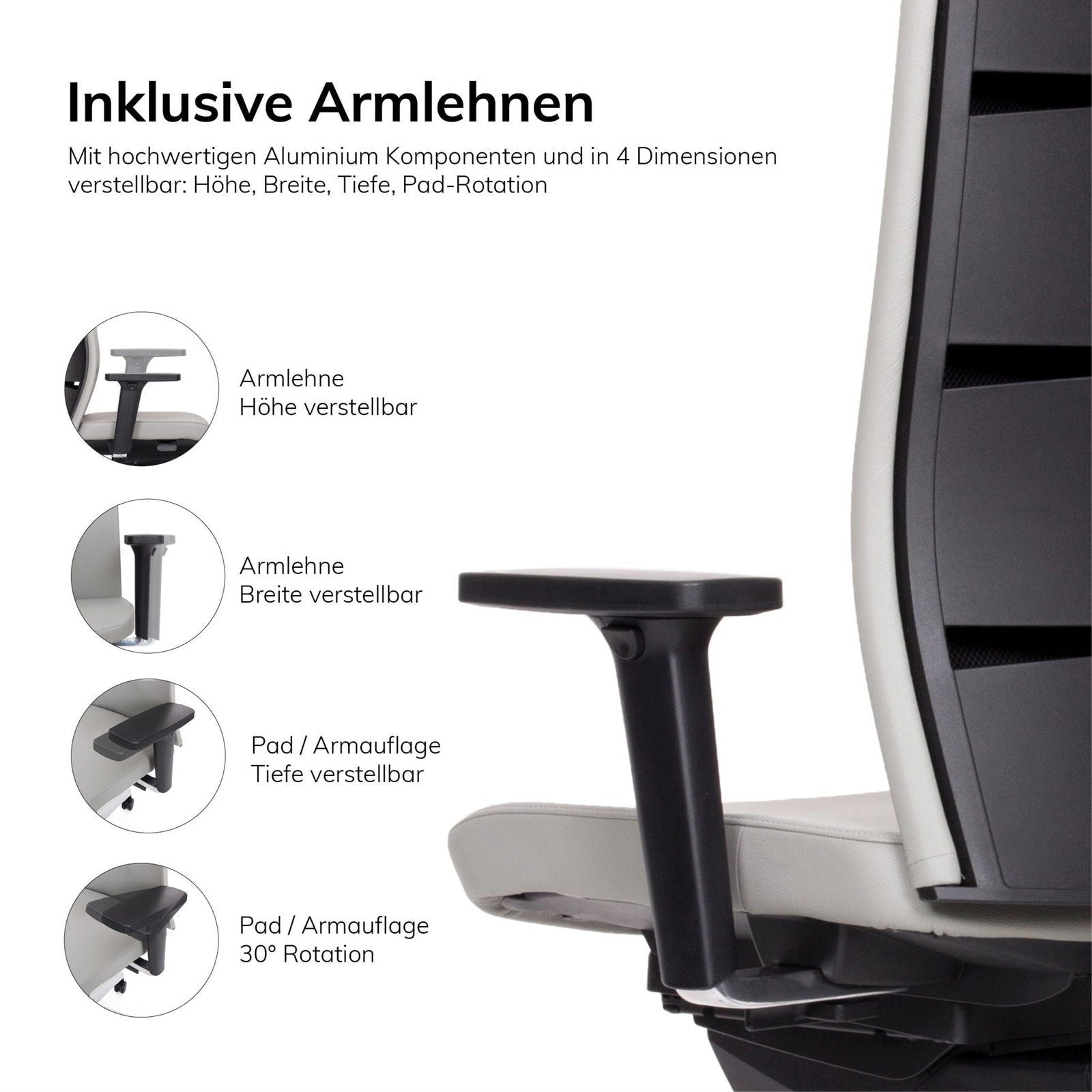 Ergonomischer Bürostuhl Bezug Leder lento Agilis Matrix MT13 - Büromöbel Plus