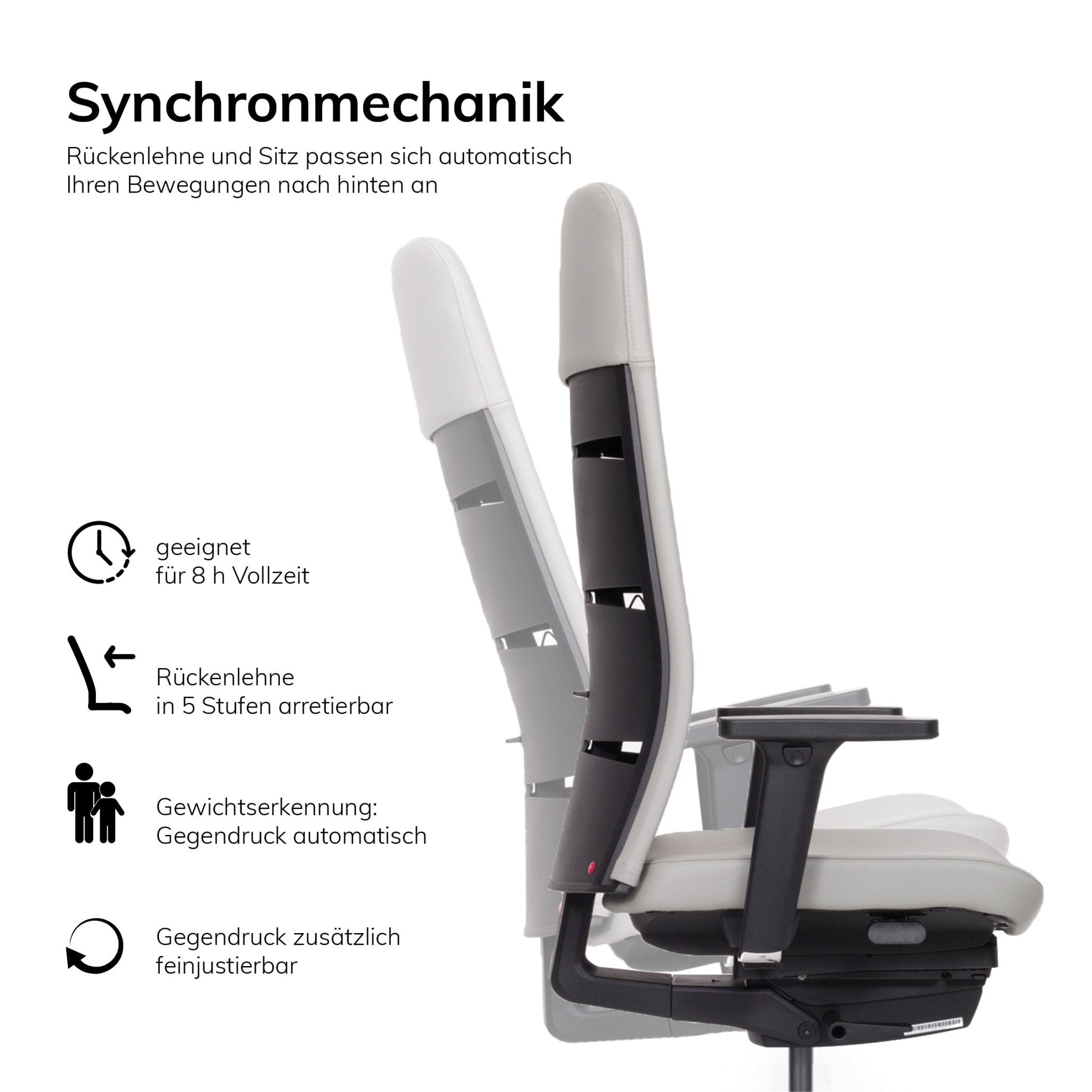 Ergonomischer Bürostuhl Bezug Leder lento Agilis Matrix MT13 - Büromöbel Plus