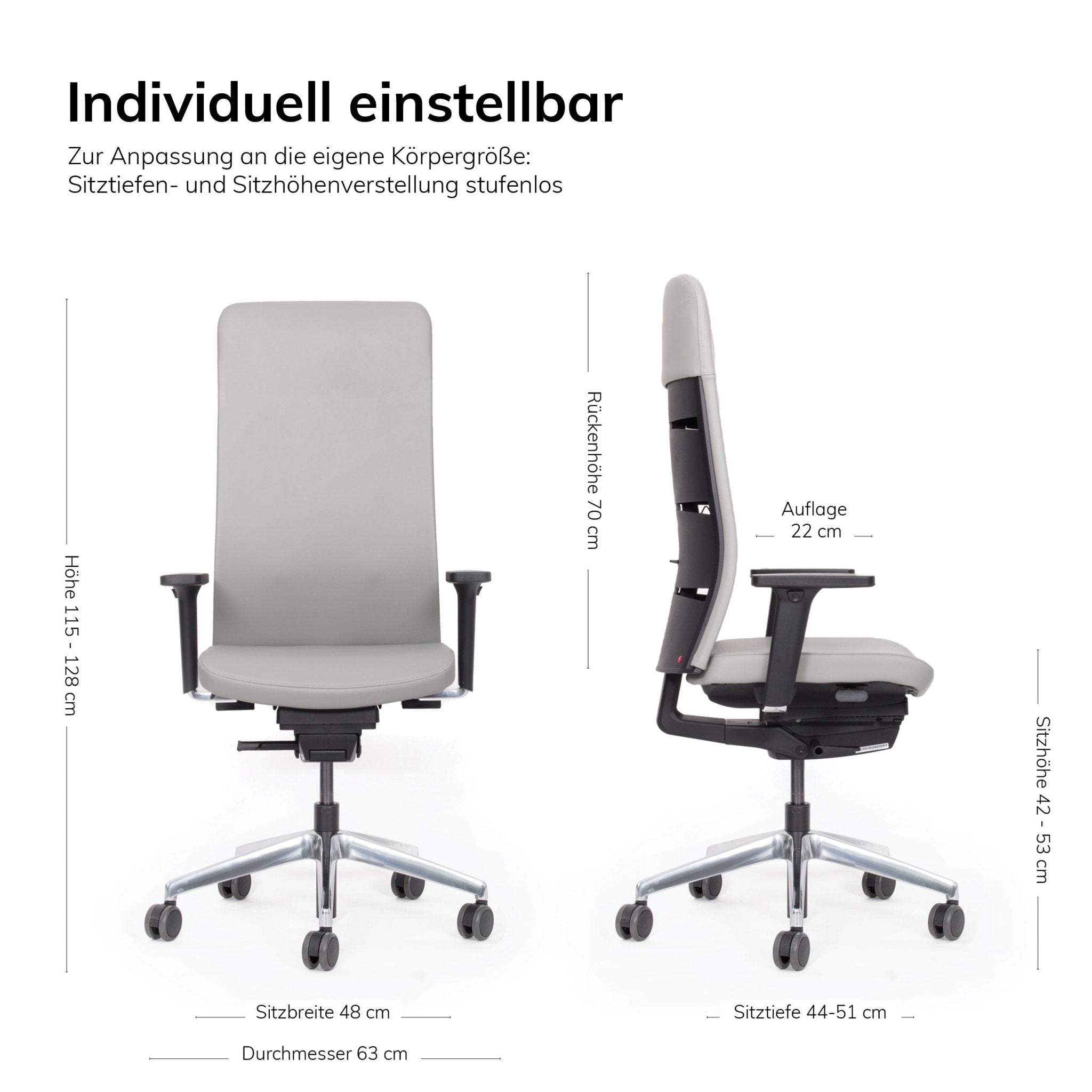 Ergonomischer Bürostuhl Bezug Leder lento Agilis Matrix MT13 - Büromöbel Plus