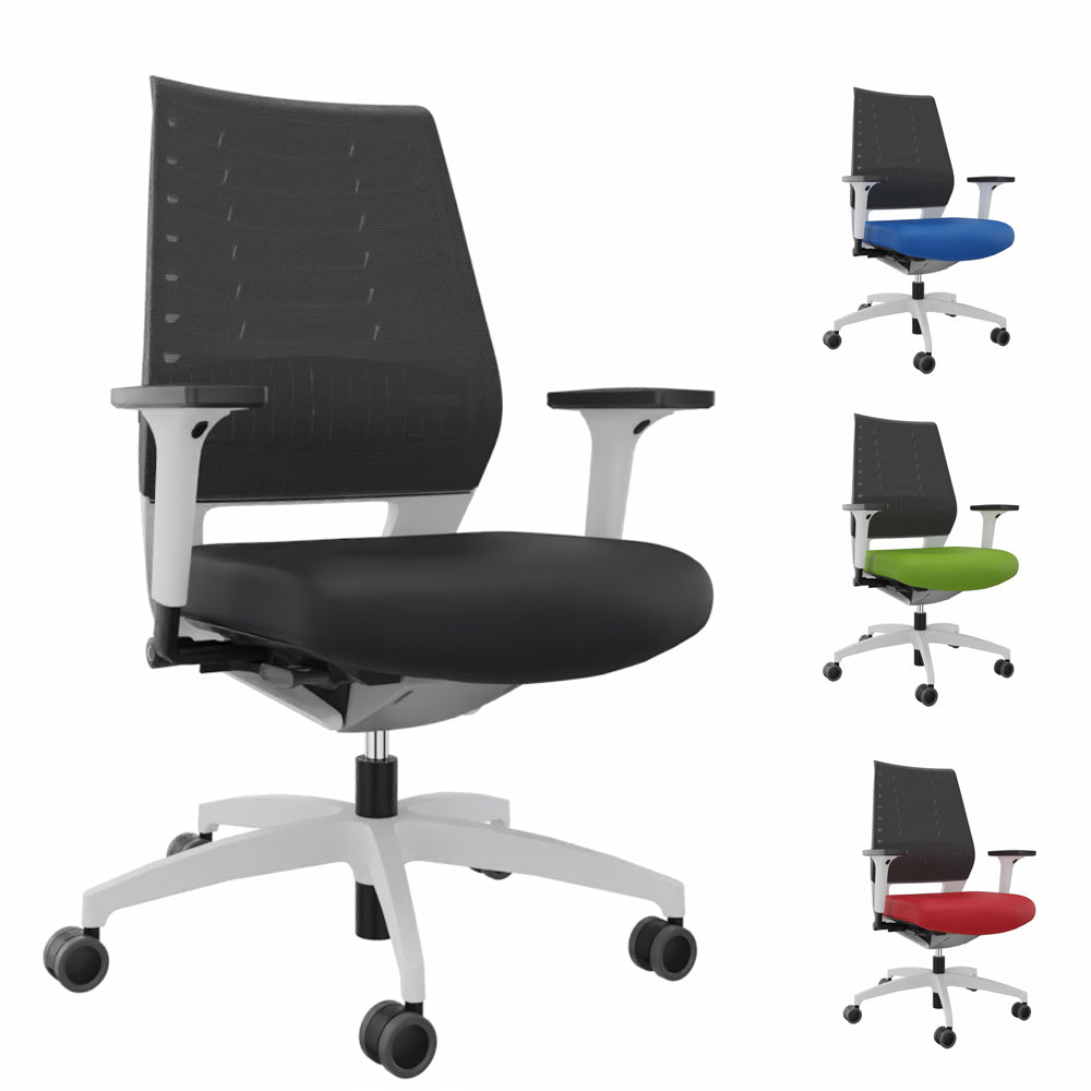 Ergonomischer Bürostuhl Dauphin X - CODE XC 5380 - Rücken Graphitgrau - Gestell Weiß - Büromöbel Plus