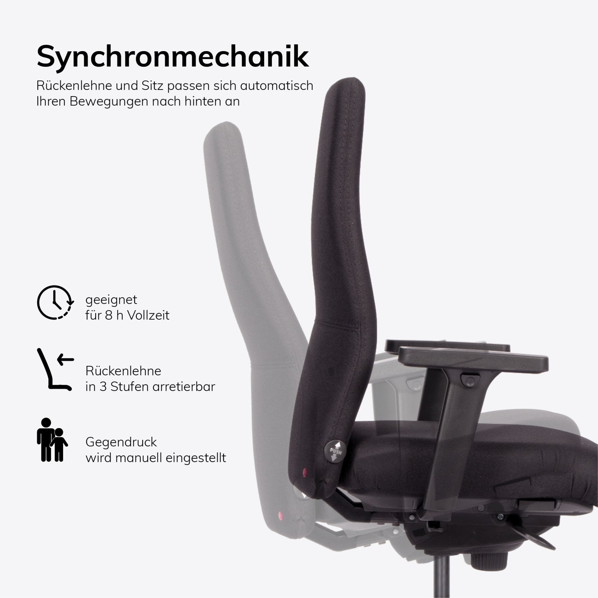 Ergonomischer Bürostuhl lento Agilis AG10 | Viele Farben | Stoff Bondai | Armlehnen - Büromöbel Plus