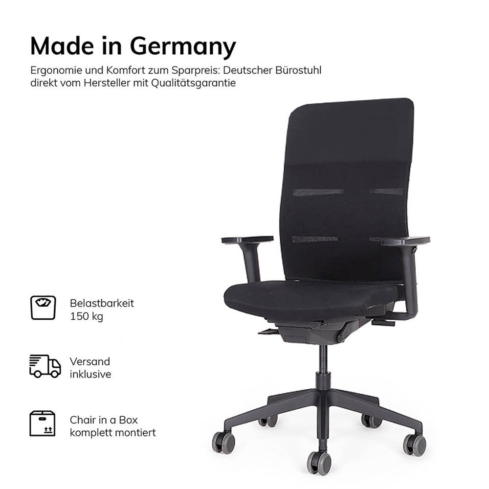 Ergonomischer Bürostuhl lento Agilis Matrix MT11 - Fußkreuz schwarz - Made in Germany - Büromöbel Plus