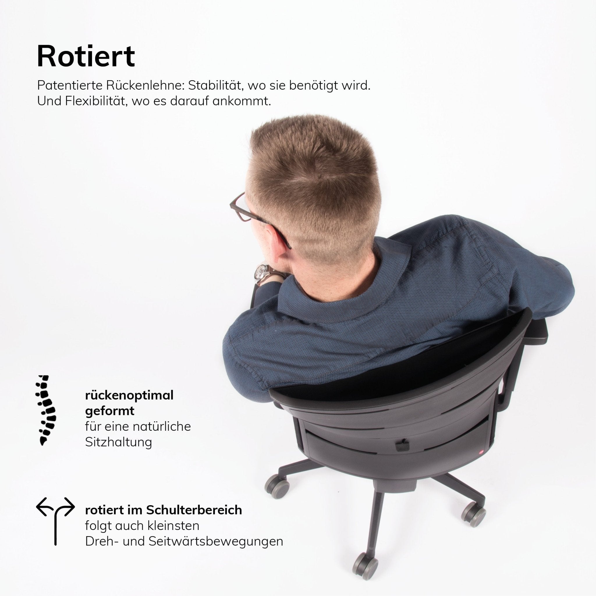 Ergonomischer Bürostuhl lento Agilis Matrix MT12 StartUP mit schwarzem Fußkreuz - 30 Jahre Garantie - Made in Germany - Büromöbel Plus