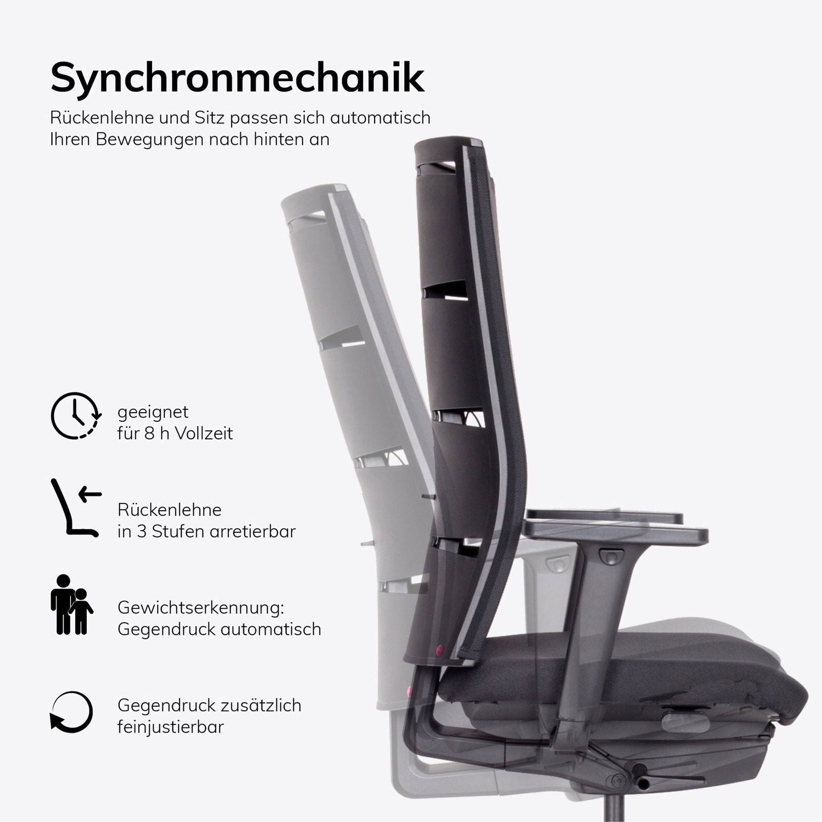 Ergonomischer Bürostuhl lento Agilis Matrix MT12 StartUP mit schwarzem Fußkreuz - 30 Jahre Garantie - Made in Germany - Büromöbel Plus