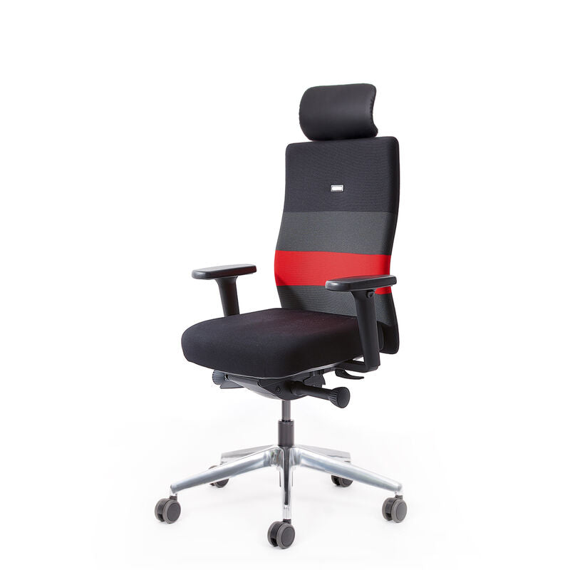 ergonomischer burostuhl-mit-kopfstütze-schwarz-bunt-rot-büromöbel plus-büro-einrichtung
