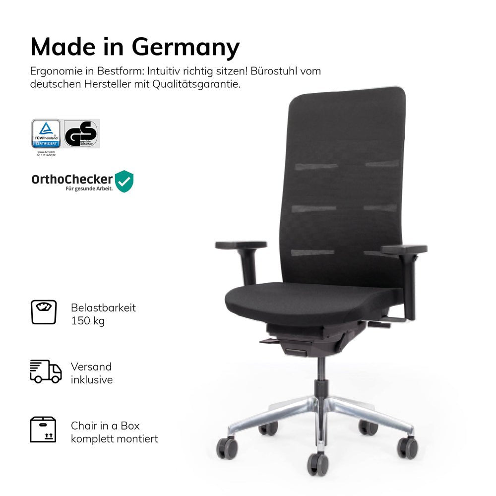 Ergonomischer Bürostuhl Netzrücken Agilis Matrix MT13 | Farbe Schwarz - Büromöbel Plus