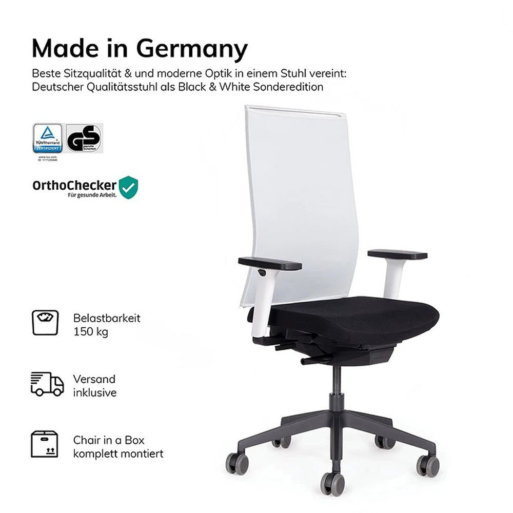 Ergonomischer Bürostuhl Netzrücken lento Agilis Matrix MT12 SONDER EDITION Pure Black - Büromöbel Plus