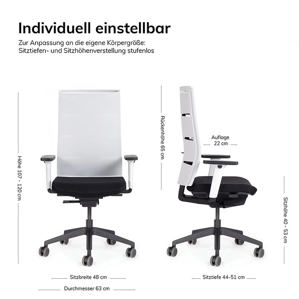 Ergonomischer Bürostuhl Netzrücken lento Agilis Matrix MT12 SONDER EDITION Pure Black - Büromöbel Plus