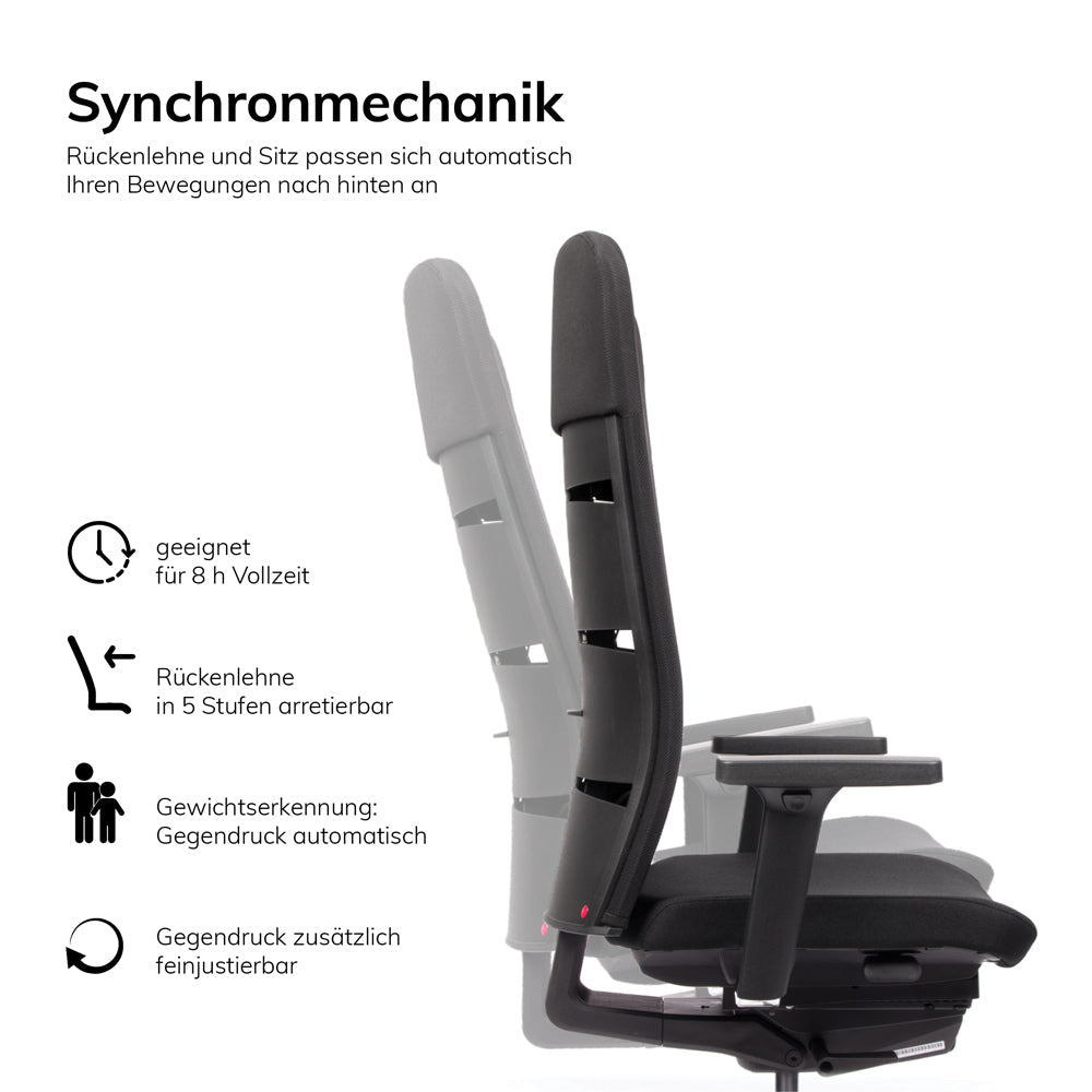 Ergonomischer Bürostuhl Netzrücken lento Matrix MT13 | Farbe Anthrazit - Büromöbel Plus