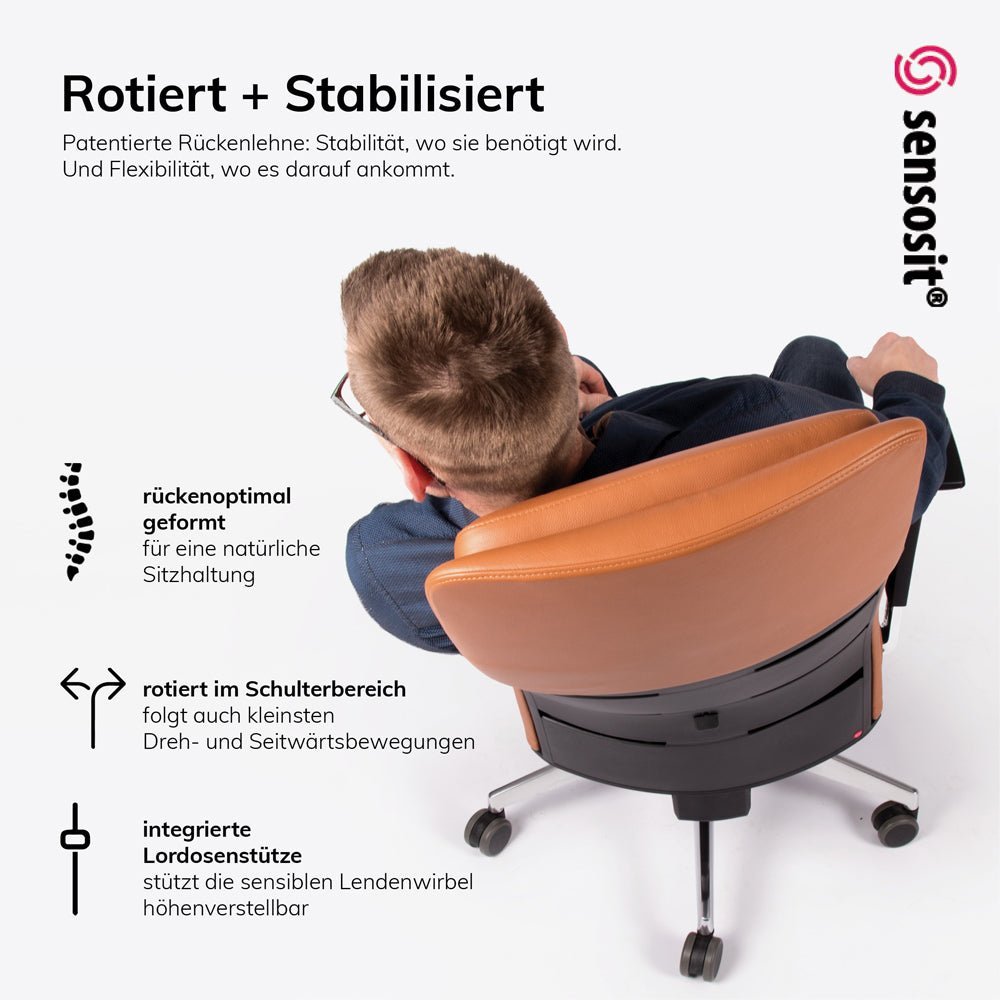 Ergonomischer Chefsessel Echtleder lento Matrix MT14 - DER CHEFSESSEL für entspanntes Arbeiten - Made in Germany - 30 Jahre Garantie - Büromöbel Plus