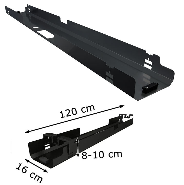 Kabelkanal Kabelwanne Abklappbar für Schreibtischplatten bis 200cm - Farbe Schwarz - auf Rechnung kaufen - Büromöbel Plus