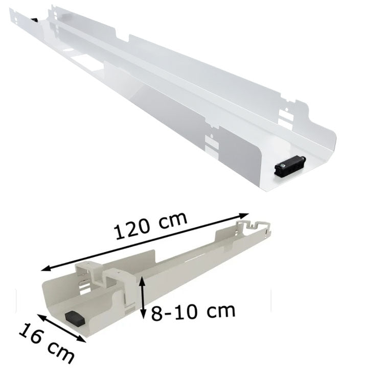 Kabelkanal Kabelwanne für Schreibtischplatten bis zu 200 cm Länge - Farbe Weiß - Beidseitig Abklappbar auf Rechnung kaufen - Büromöbel Plus