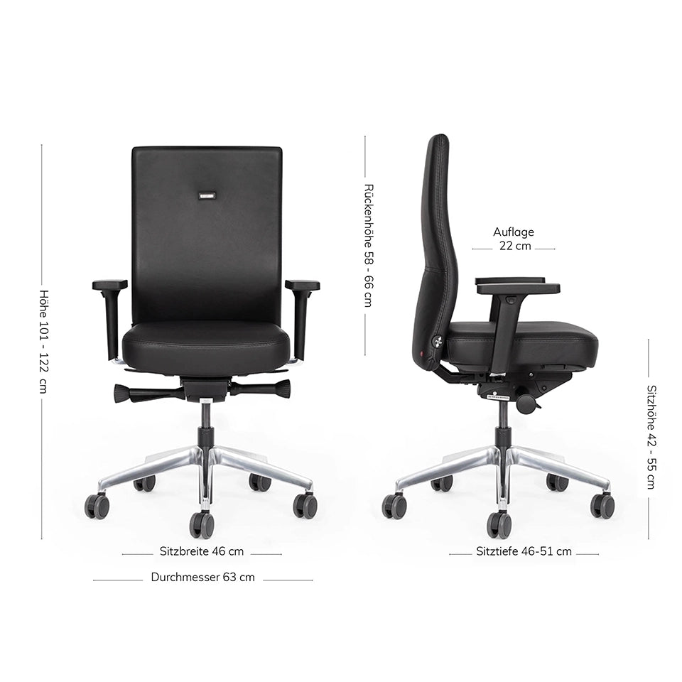 Ergonomischer Bürostuhl Agilis AG10 | Comfort | Leder