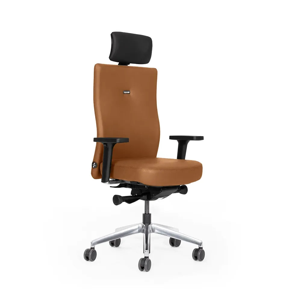 Ergonomischer Bürostuhl Agilis AG10 | Comfort | Leder | mit Kopstütze