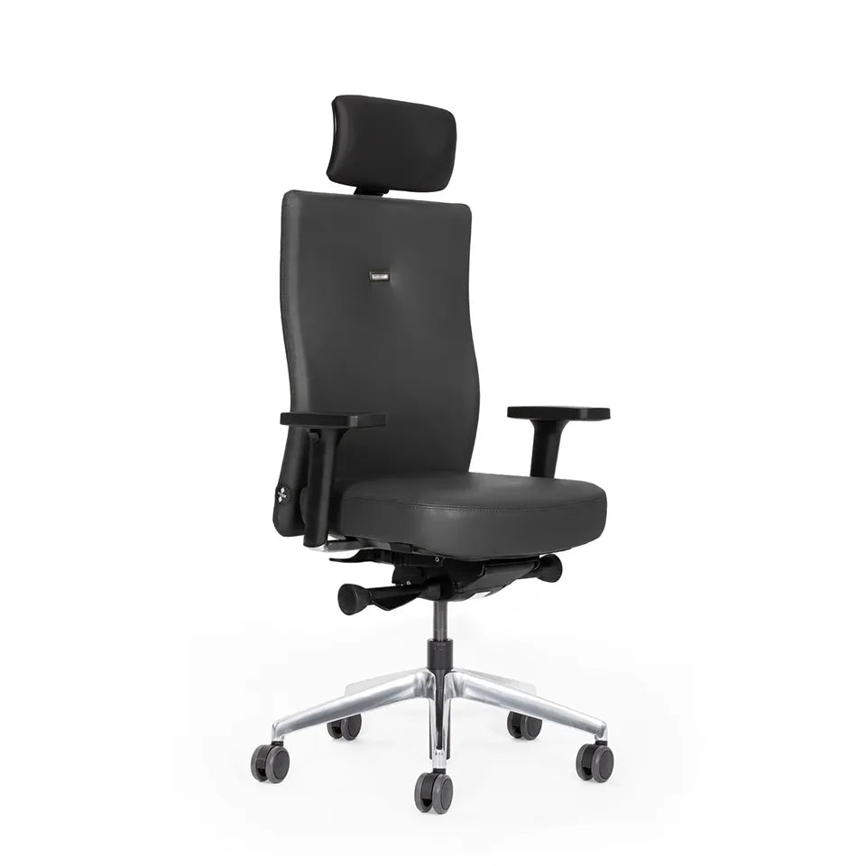 Ergonomischer Bürostuhl Agilis AG10 | Comfort | Leder | mit Kopstütze