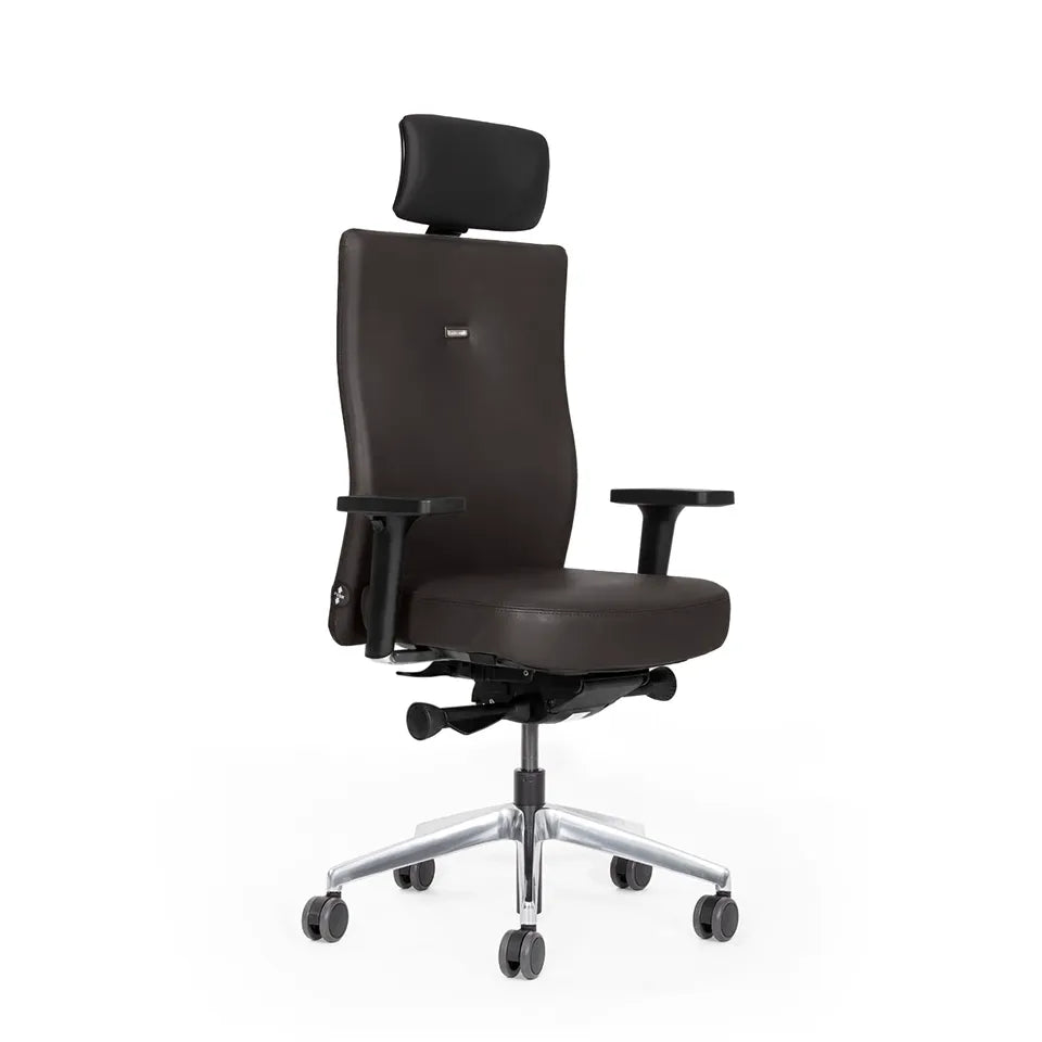 Ergonomischer Bürostuhl Agilis AG10 | Comfort | Leder | mit Kopstütze