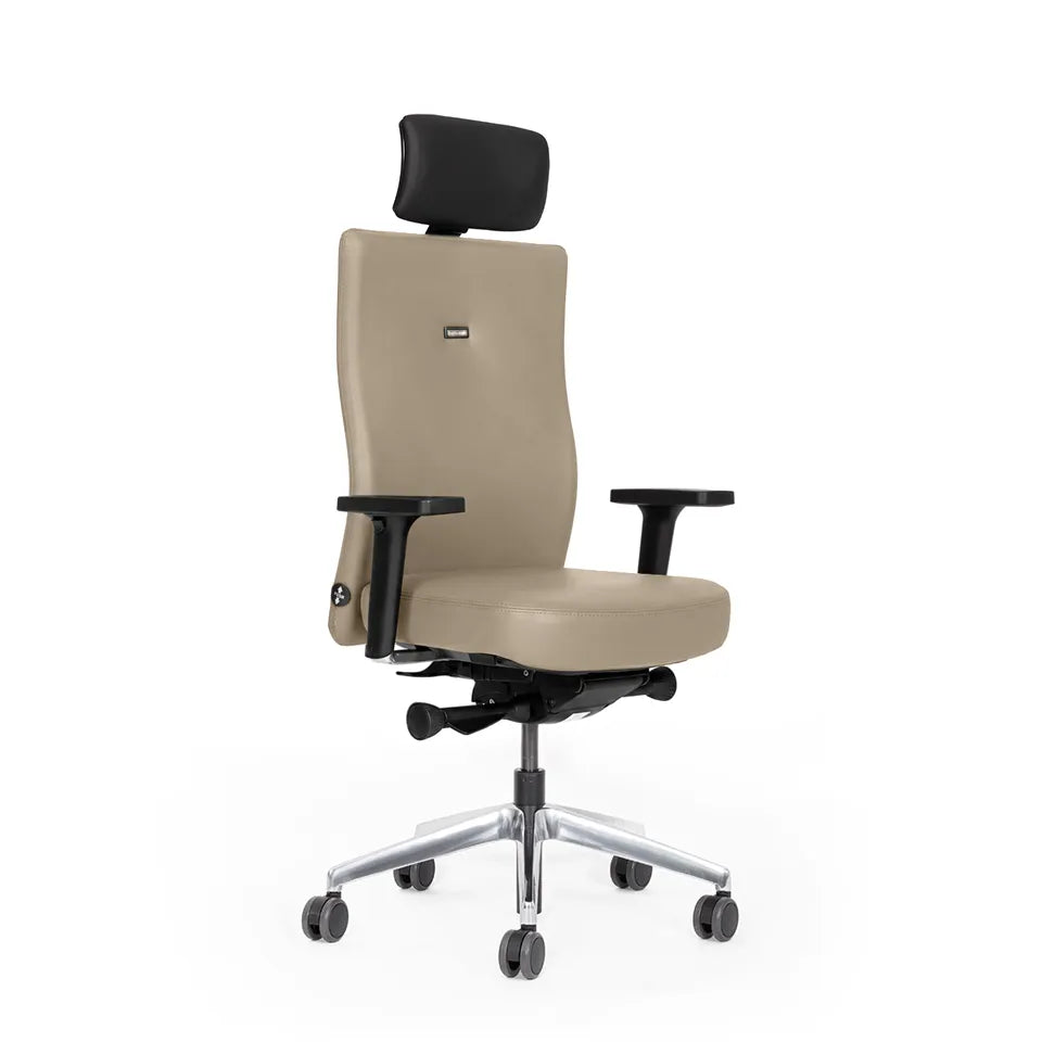 Ergonomischer Bürostuhl Agilis AG10 | Comfort | Leder | mit Kopstütze