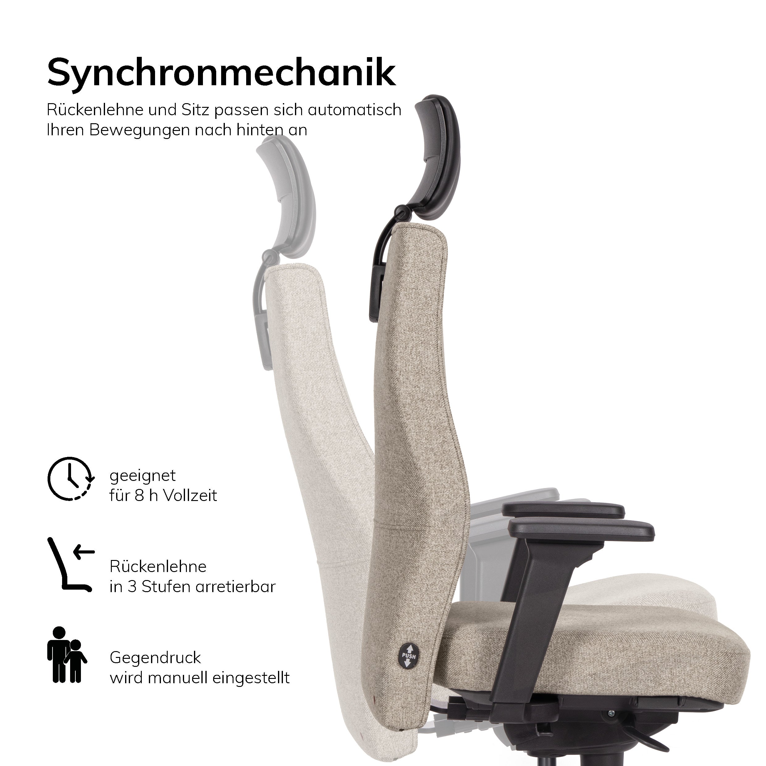 Ergonomischer Bürostuhl lento Genesis | mit Kopfstütze | Made in Germany
