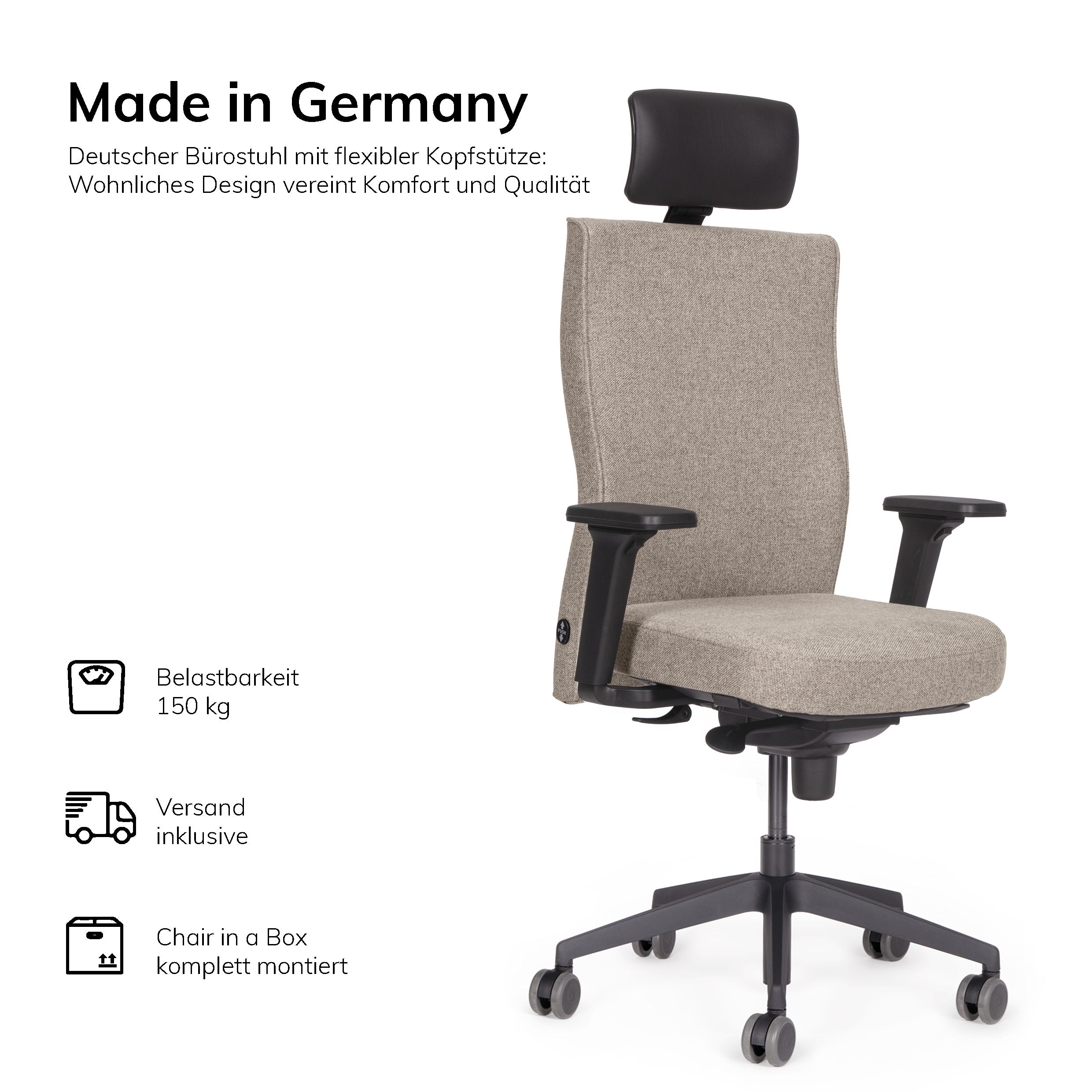 Ergonomischer Bürostuhl lento Genesis | mit Kopfstütze | Made in Germany