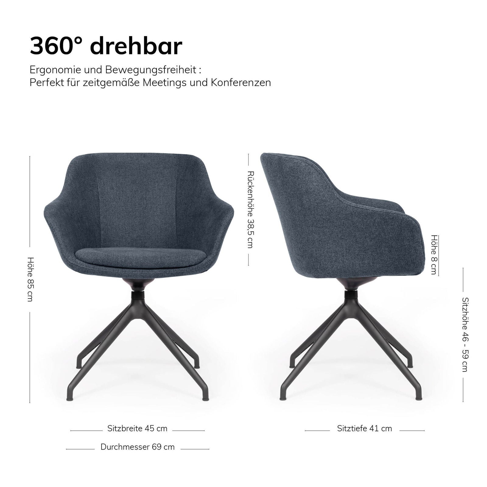 lento Drehstuhl Smart Cosy Z high | Konferenzstuhl | Besucherstuhl | Konfigurierbar mit Wippfunktion - Büromöbel Plus