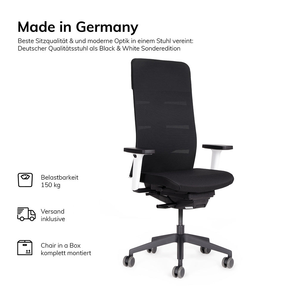 Ergonomischer Bürostuhl Netzrücken lento Agilis Matrix MT13 SONDER EDITION Pure Black