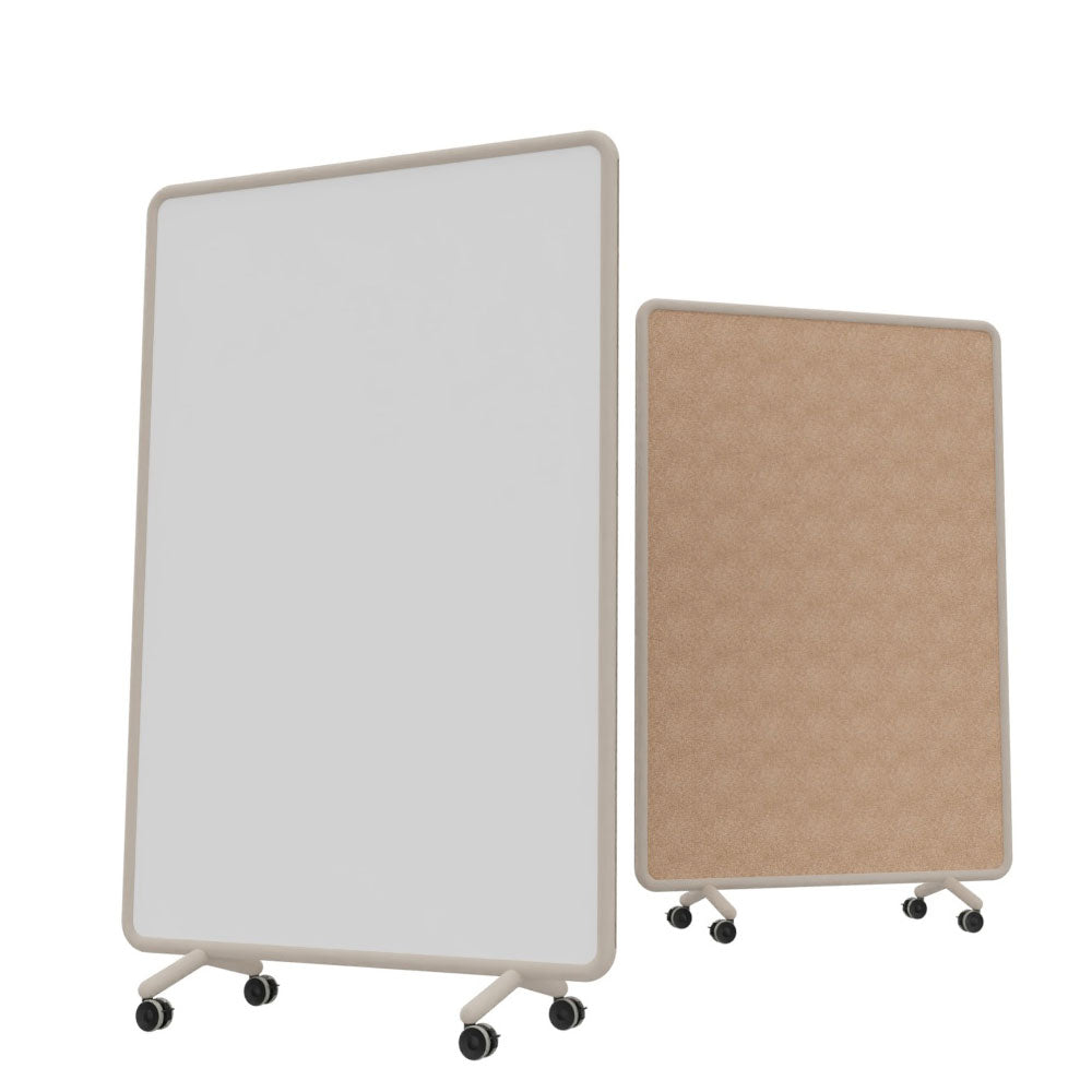 sandbeige-selab-pin-write-whiteboard-rollen-mobiles-whiteboard-kork-pinnwand-mobil-stellwand-raumteiler-magnettafel